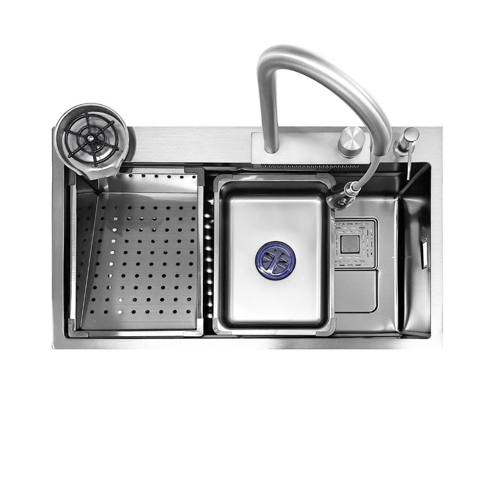 Lavello cucina da incasso una vasca 74x45x20H inox spazzolato SA3541 con accessori