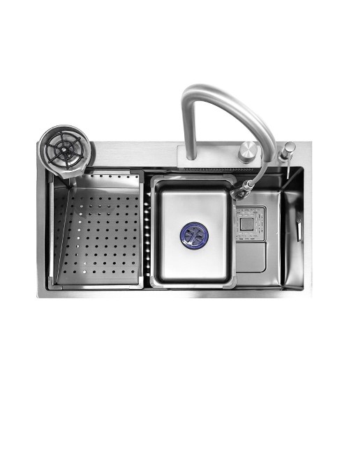 Lavello cucina da incasso una vasca 74x45x20H inox spazzolato SA3541 con accessori