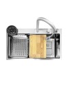 Lavello cucina da incasso una vasca 74x45x20H inox spazzolato SA3541 con accessori