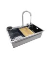 Lavello cucina da incasso una vasca 74x45x20H inox spazzolato SA3541 con accessori