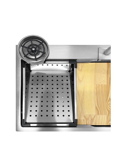 Lavello cucina da incasso una vasca 74x45x20H inox spazzolato SA3541 con accessori