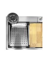 Lavello cucina da incasso una vasca 74x45x20H inox spazzolato SA3541 con accessori