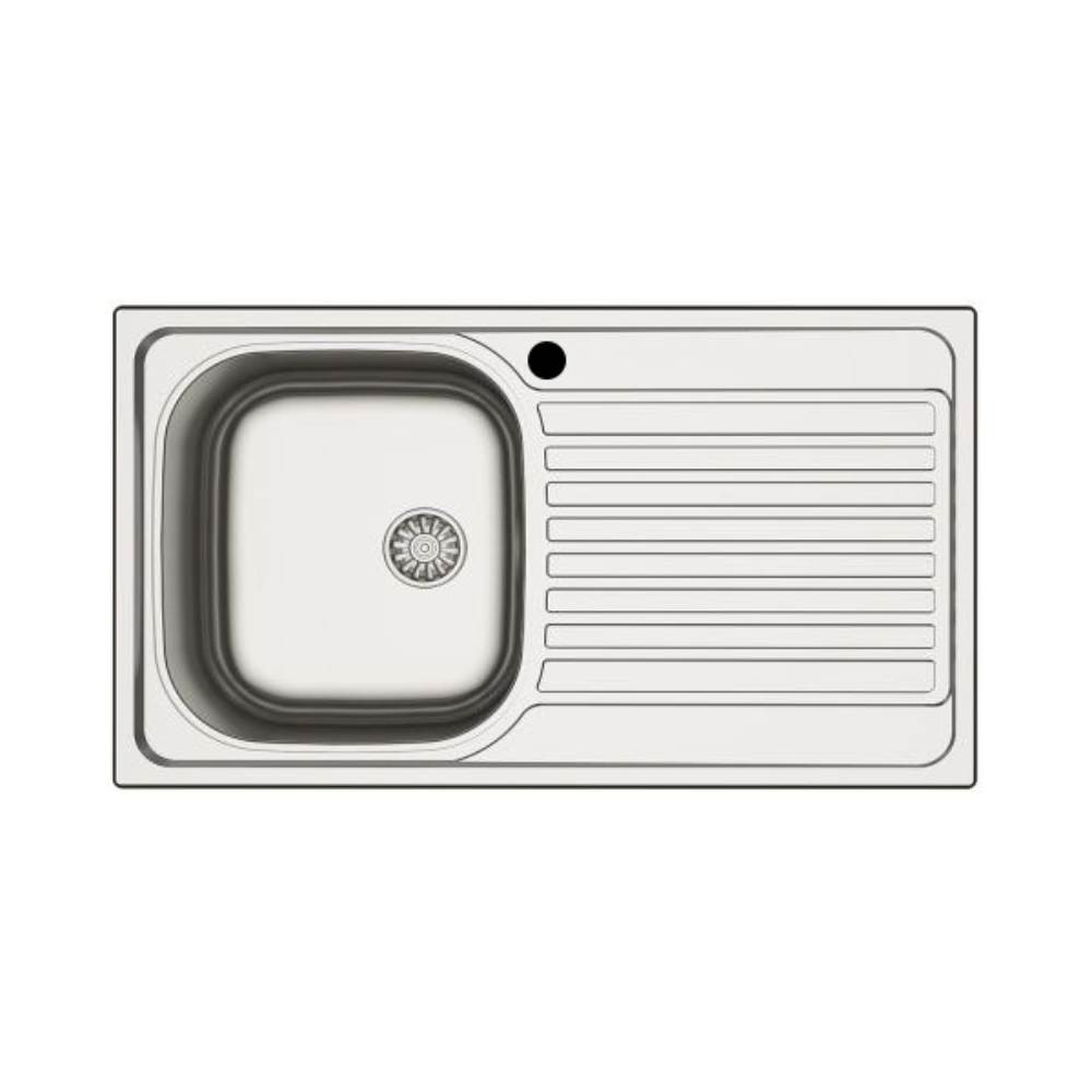 Lavello incasso cucina acciaio 86x50 cm una vasca e gocciolatoio destro MP861VDX