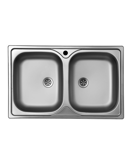Lavello incasso cucina acciaio 79x50 cm due vasche Classic 170