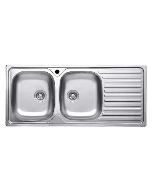 Lavello incasso cucina acciaio 116x50 cm due vasche e gocciolatoio destro MP1162DX