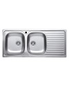 Lavello incasso cucina acciaio 116x50 cm due vasche e gocciolatoio destro MP1162DX