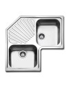 Lavello angolare da incasso ROAN2IBC 2 vasche e gocciolatoio 83x83 cm. inox