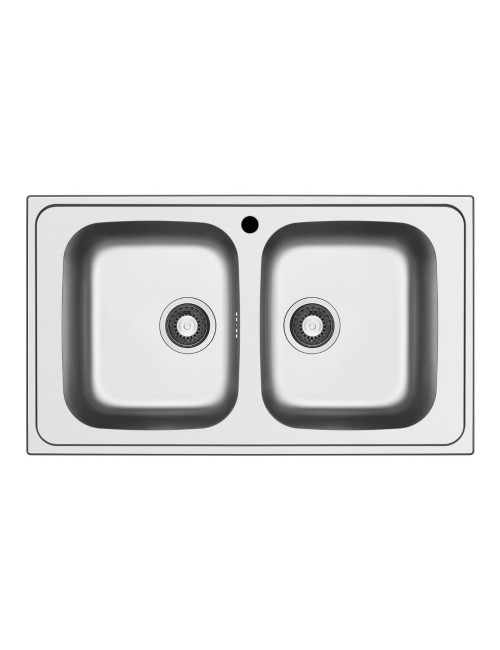 Lavello da incasso Tirreno862 in acciaio inox con doppia vasca 86x50x18H