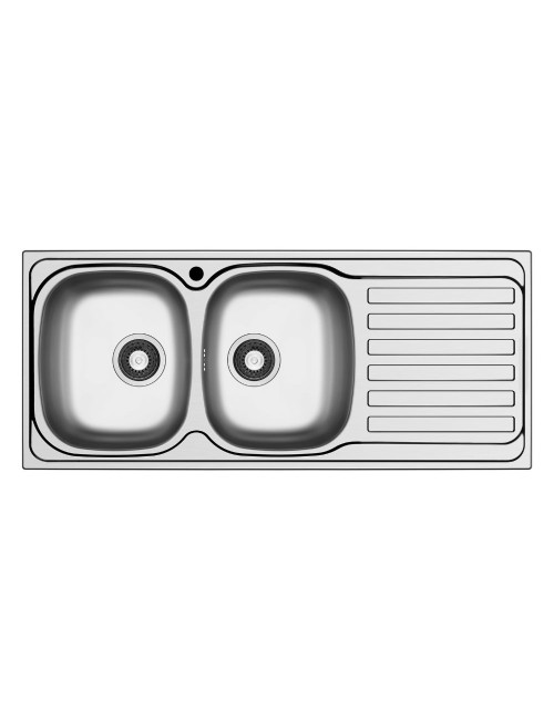 Lavello da incasso Adriatico116 monostampo 2 vasche e gocciolatoio destro inox