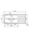 Lavello da incasso Adriatico116 monostampo 2 vasche e gocciolatoio destro inox