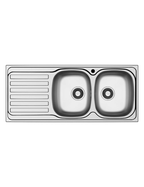 Lavello da incasso Adriatico116 monostampo 2 vasche e gocciolatoio sinistro inox