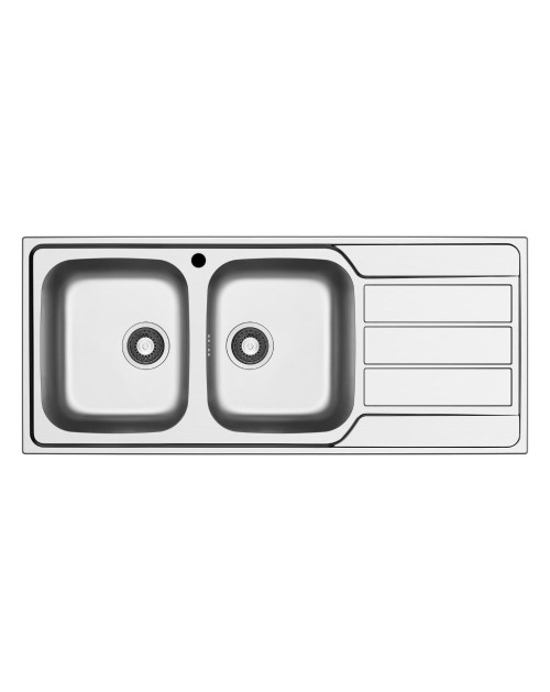 Lavello da incasso Tirreno116 in acciaio inox 2 vasche e gocciolatoio destro 116x50x18H