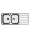 Lavello da incasso Tirreno116 in acciaio inox 2 vasche e gocciolatoio destro 116x50x18H