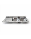 Lavello cucina acciaio appoggio 120x50 cm doppia vasca e gocciolatoio sinistro SA127SX