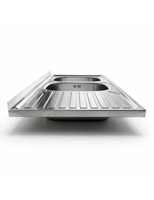 Lavello cucina acciaio appoggio 120x50 cm doppia vasca e gocciolatoio sinistro SA127SX