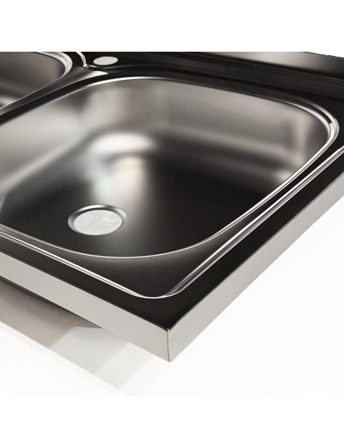 Lavello cucina acciaio appoggio 120x50 cm doppia vasca e gocciolatoio sinistro SA127SX