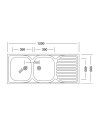 Lavello cucina acciaio appoggio 120x50 cm doppia vasca e gocciolatoio sinistro SA127SX