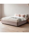 Letto Matrimoniale Sommier 180x200 con Contenitore in Tessuto Tortora – Design Essenziale e Salvaspazio
