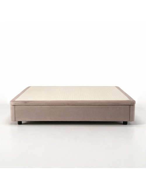 Letto Matrimoniale Sommier 180x200 con Contenitore in Tessuto Tortora – Design Essenziale e Salvaspazio