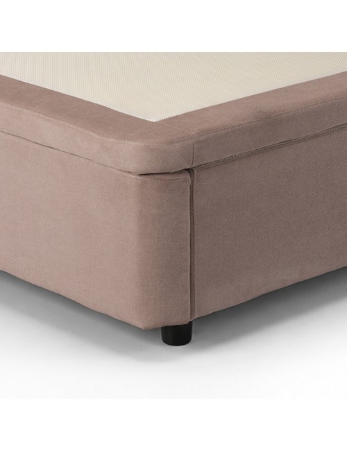 Letto Matrimoniale Sommier 180x200 con Contenitore in Tessuto Tortora – Design Essenziale e Salvaspazio