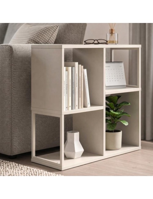 Libreria Mini Bolton 4 Vani Cashmere 62x22x62H – Versatile per Soggiorno e Salotto