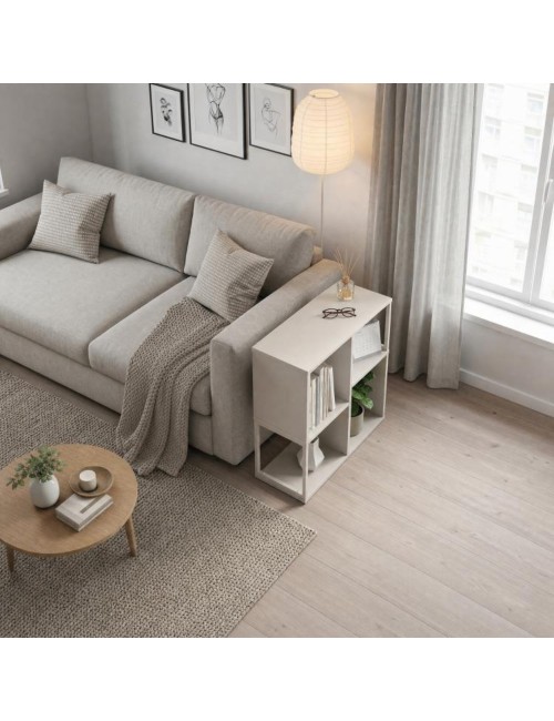 Libreria Mini Bolton 4 Vani Cashmere 62x22x62H – Versatile per Soggiorno e Salotto