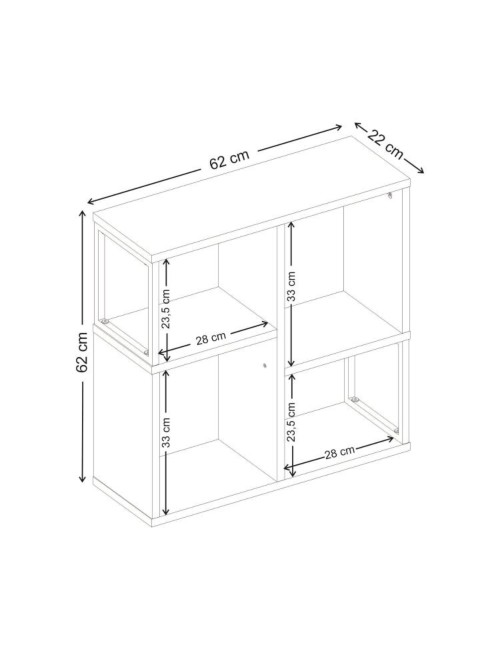 Libreria Mini Bolton 4 Vani Cashmere 62x22x62H – Versatile per Soggiorno e Salotto