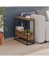 Tavolino da Salotto Lido Rovere Deep Oud con Struttura in Metallo Nero