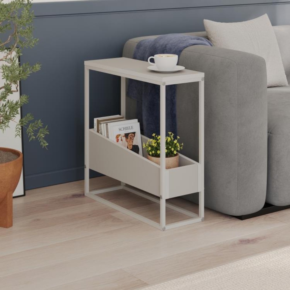Tavolino da Salotto Lido Cashmere con Struttura in Metallo Beige