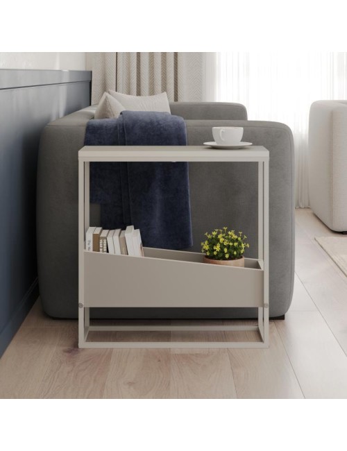 Tavolino da Salotto Lido Cashmere con Struttura in Metallo Beige