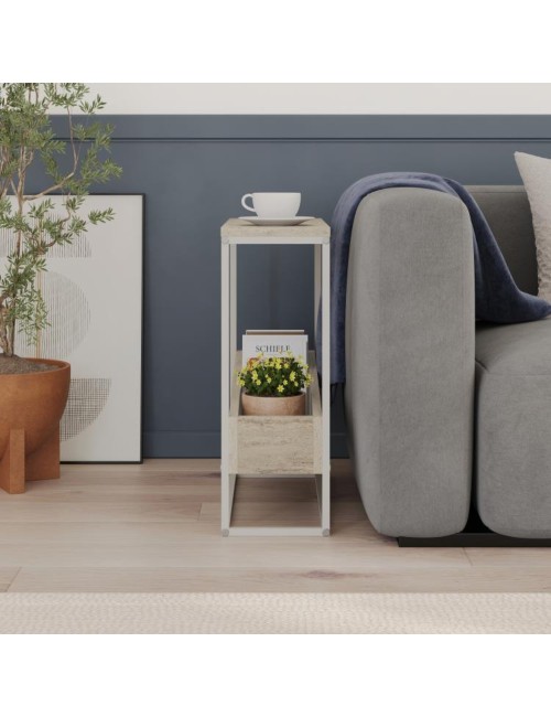 Tavolino da Salotto Lido effetto travertino con Struttura in Metallo Beige