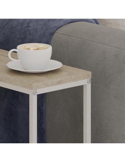 Tavolino da Salotto Lido effetto travertino con Struttura in Metallo Beige
