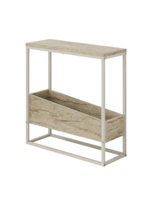 Tavolino da Salotto Lido effetto travertino con Struttura in Metallo Beige