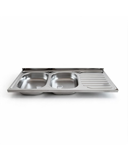 Lavello cucina acciaio appoggio 120x50 cm doppia vasca e gocciolatoio destro SA127DX