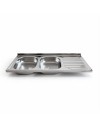 Lavello cucina acciaio appoggio 120x50 cm doppia vasca e gocciolatoio destro SA127DX