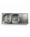 Lavello cucina acciaio appoggio 120x50 cm doppia vasca e gocciolatoio destro SA127DX
