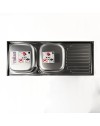 Lavello cucina acciaio appoggio 120x50 cm doppia vasca e gocciolatoio destro SA127DX