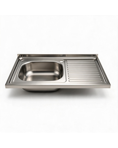 Lavello appoggio acciaio inox 80x50 cm una vasca e gocciolatoio destro SA216