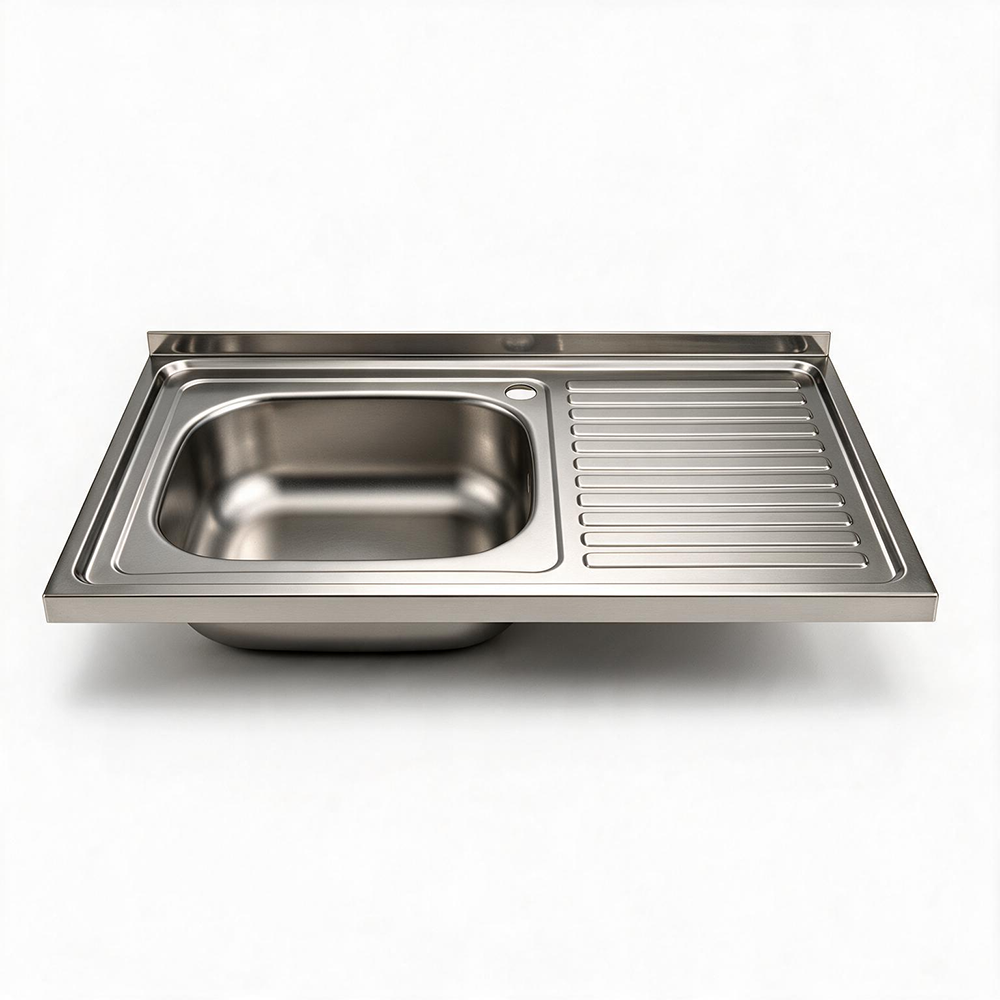 Lavello appoggio acciaio inox 80x50 cm una vasca e gocciolatoio destro SA216