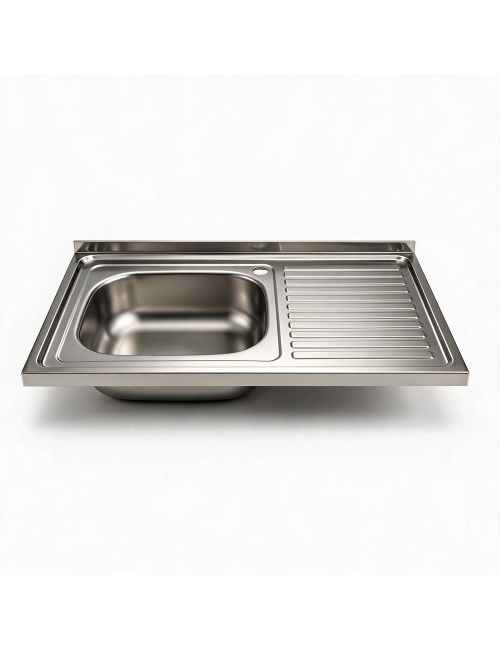 Lavello Appoggio Acciaio Inox 80x50 cm Una Vasca e Gocciolatoio DX SA216