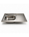 Lavello appoggio acciaio inox 80x50 cm una vasca e gocciolatoio destro SA216
