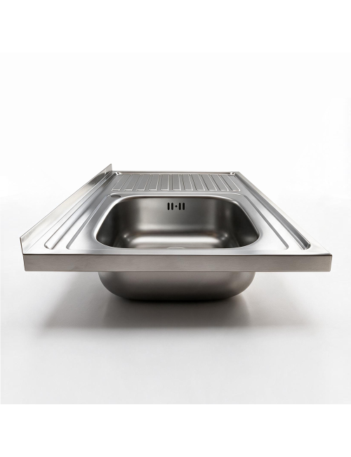Lavello Appoggio Acciaio Inox 80x50 cm Una Vasca e Gocciolatoio DX SA216