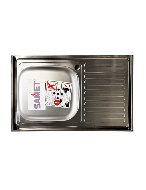 Lavello Appoggio Acciaio Inox 80x50 cm Una Vasca e Gocciolatoio DX SA216