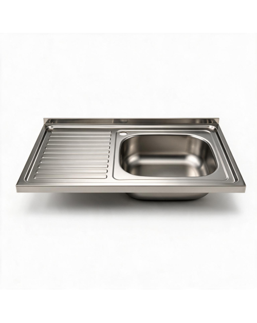 Lavello appoggio acciaio inox 80x50 cm una vasca e gocciolatoio sinistro SA216