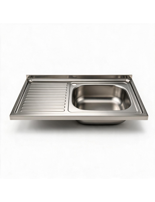 Lavello Appoggio Acciaio Inox 80x50 cm Una Vasca e Gocciolatoio SX SA216