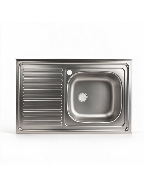 Lavello Appoggio Acciaio Inox 80x50 cm Una Vasca e Gocciolatoio SX SA216