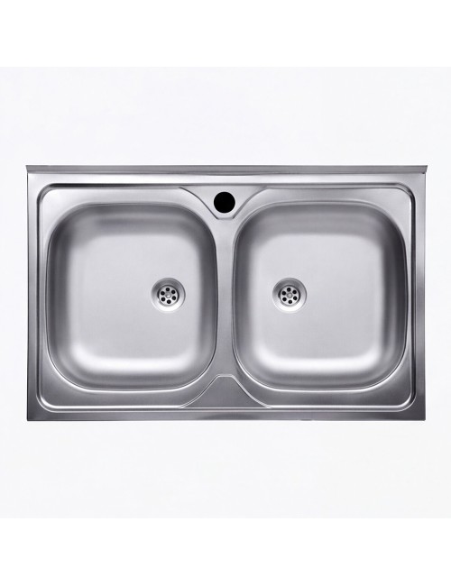 Lavello Cucina Acciaio Appoggio 80x50 cm 2 Vasche N214 Prezzo