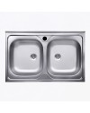 Lavello cucina acciaio appoggio 80x50 cm due vasche N214