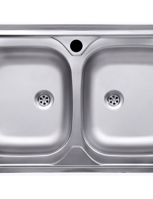 Lavello Cucina Acciaio Appoggio 80x50 cm 2 Vasche N214 Prezzo