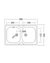 Lavello cucina acciaio appoggio 80x50 cm due vasche N214
